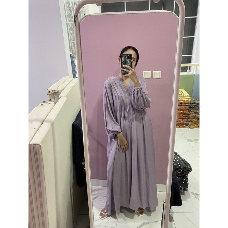 NABO - Kufnat Long Dress Lilac (Dress Panjang Bahan Rayon)