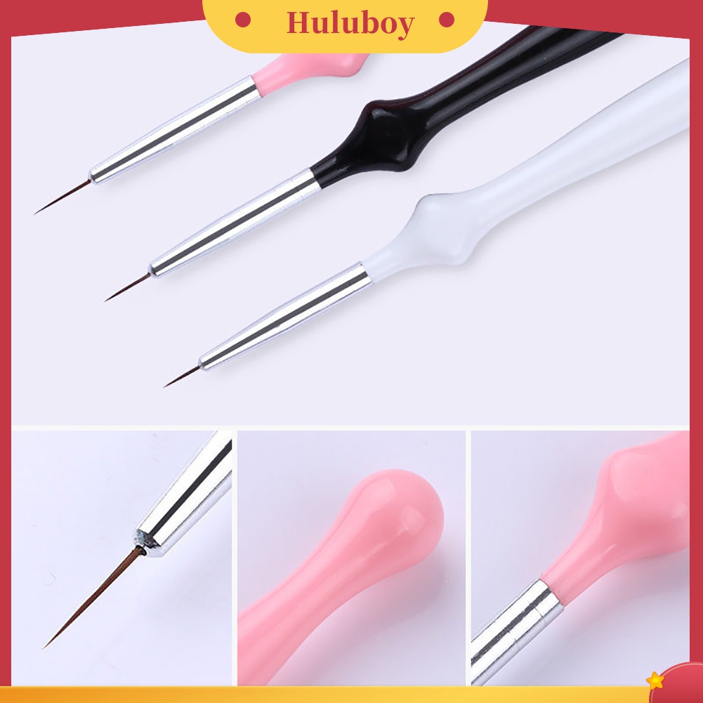 Huluboy Huluboy♡ 3pcs Pen Brush Nail Art Manicure DIY Gagang Kayu