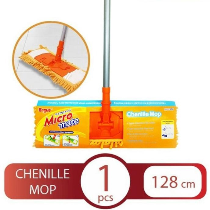 Chenille Mop Set Alat Pel Kain Pel Lantai BAGUS Micromate 306