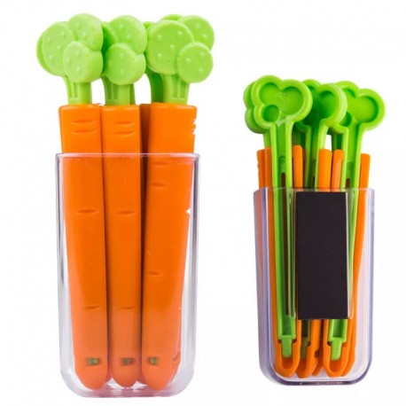 Klip Penyegel Bungkus Makanan 6in1 Bentuk Wortel Penjepit Cemilan Snack Korean Clip Sealer 5pcs Carrot 1 Holder Jepitan Magnet Kulkas Babymaniashop