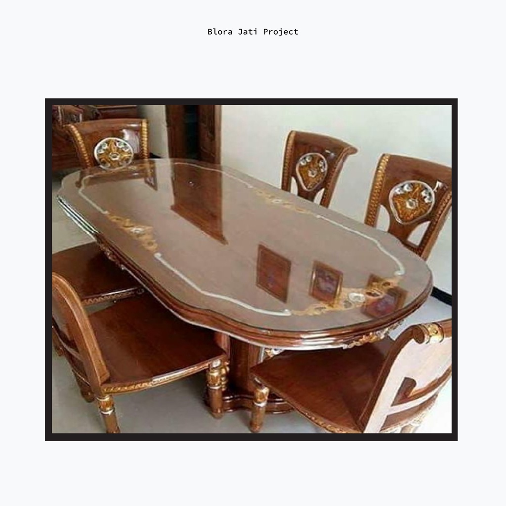 Set Meja Makan Ukir Mewah Kayu Jati Asli - 32