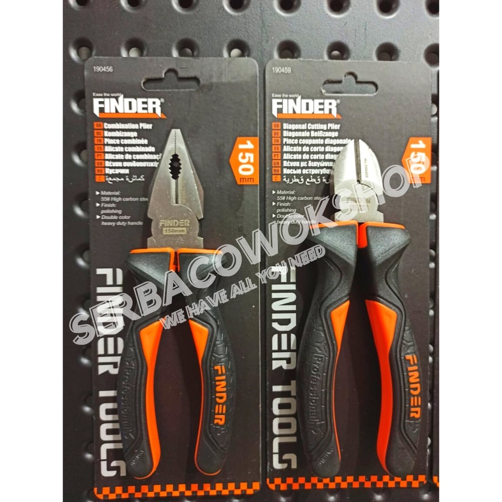 Finder Paket 2 Pcs Tang Kombinasi &amp; Potong Atau Lancip &amp; Potong 6 Inch Carbon Steel HD Termurah