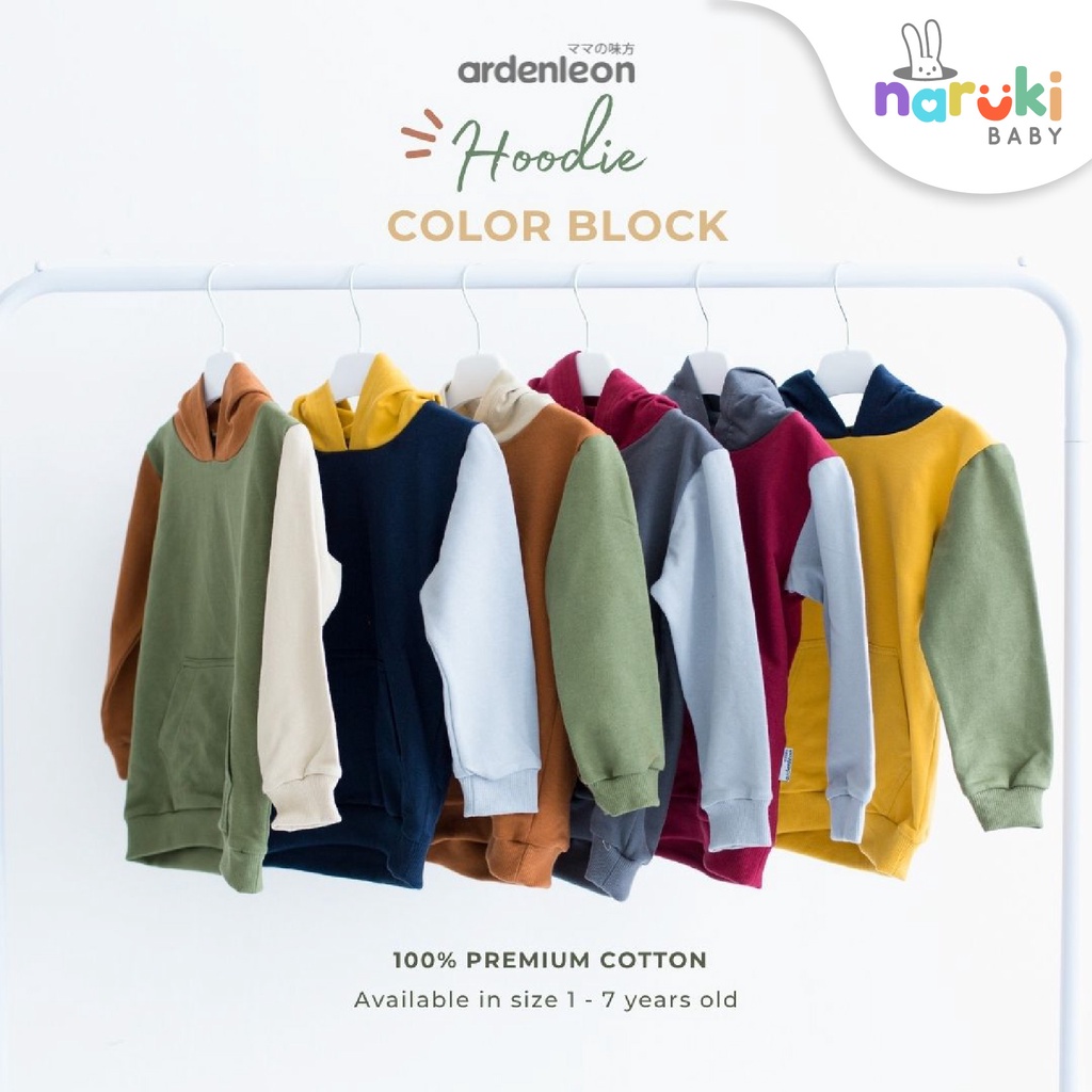 Arden Leon Unisex Color Block Hoodie Kids Ardenleon Jaket Anak-anak