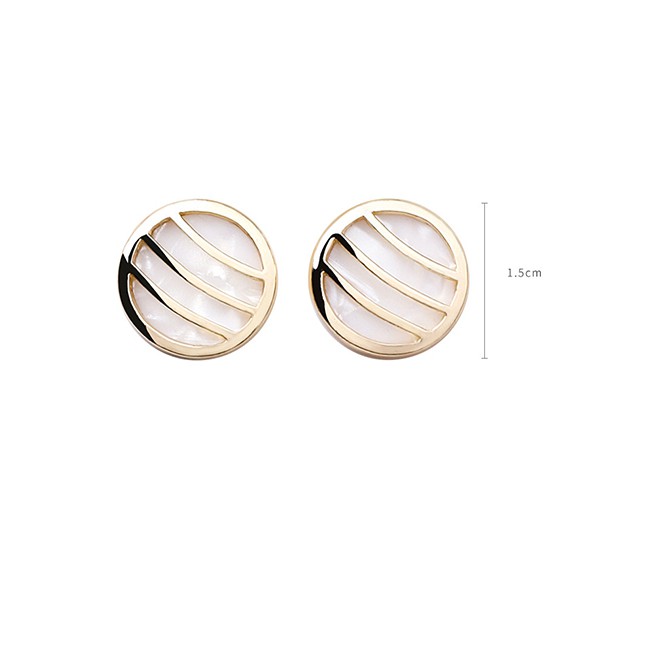 LRC Anting Tusuk Fashion Gold S925 Silver Needle Natural White Mother-of-pearl Earrings F54364