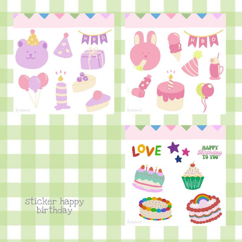 

Sticker sheet happy birthday murah