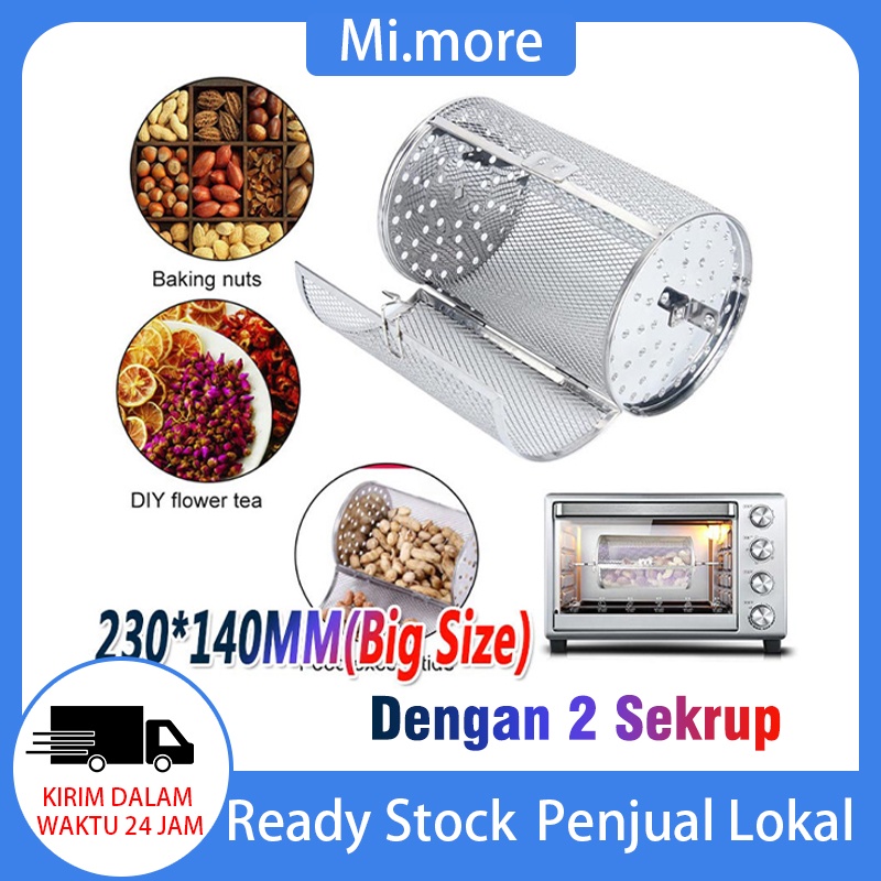 Roaster Oven Basket Grill Roaster Coffee Bean Stainless Steel Drum Panggangan BBQ Grill Kacag Kacang Bakeware Cocok Untuk Biji Kopi Tea Kacang BBQ Dapur Peralatan Masak Griller 23*14Cm/18*12cm