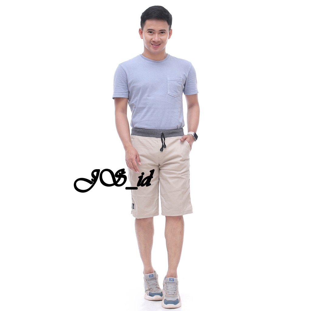 [BIG SIZE] Celana Chino Pendek Pria mick pinggang karet rip katun twill krem coklat surfing santaI