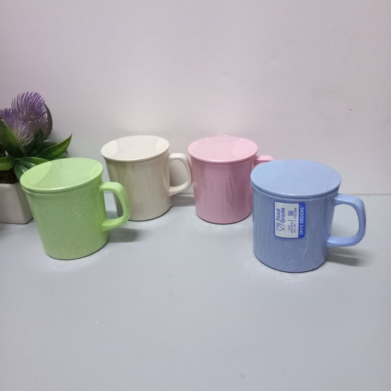 3104+13/Mug/Cangkir/Mug Tutup Melamin onyx