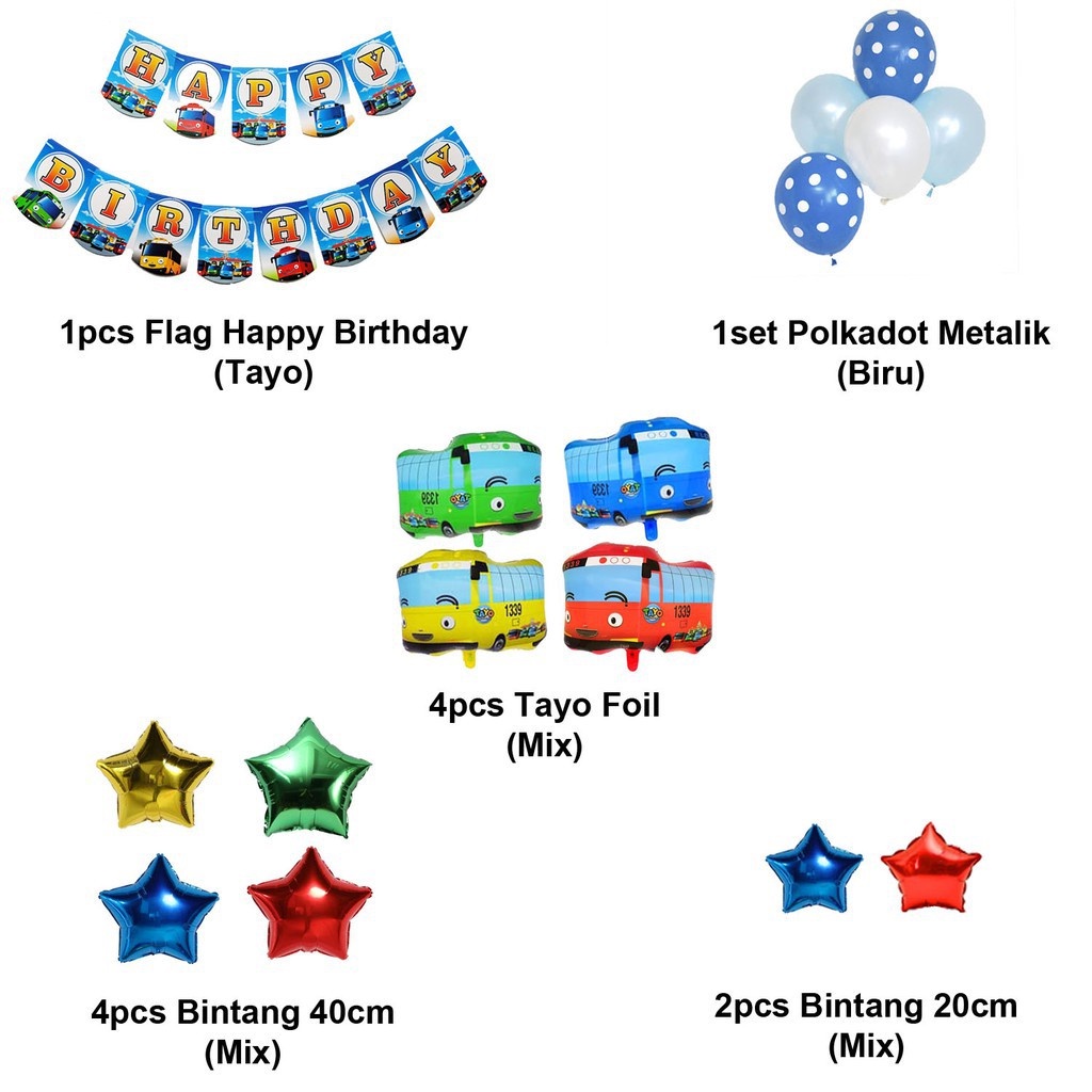 [PAKET] Set Ulang Tahun Anak THE LITTLE BUS Dekorasi Balon Hiasan Pesta