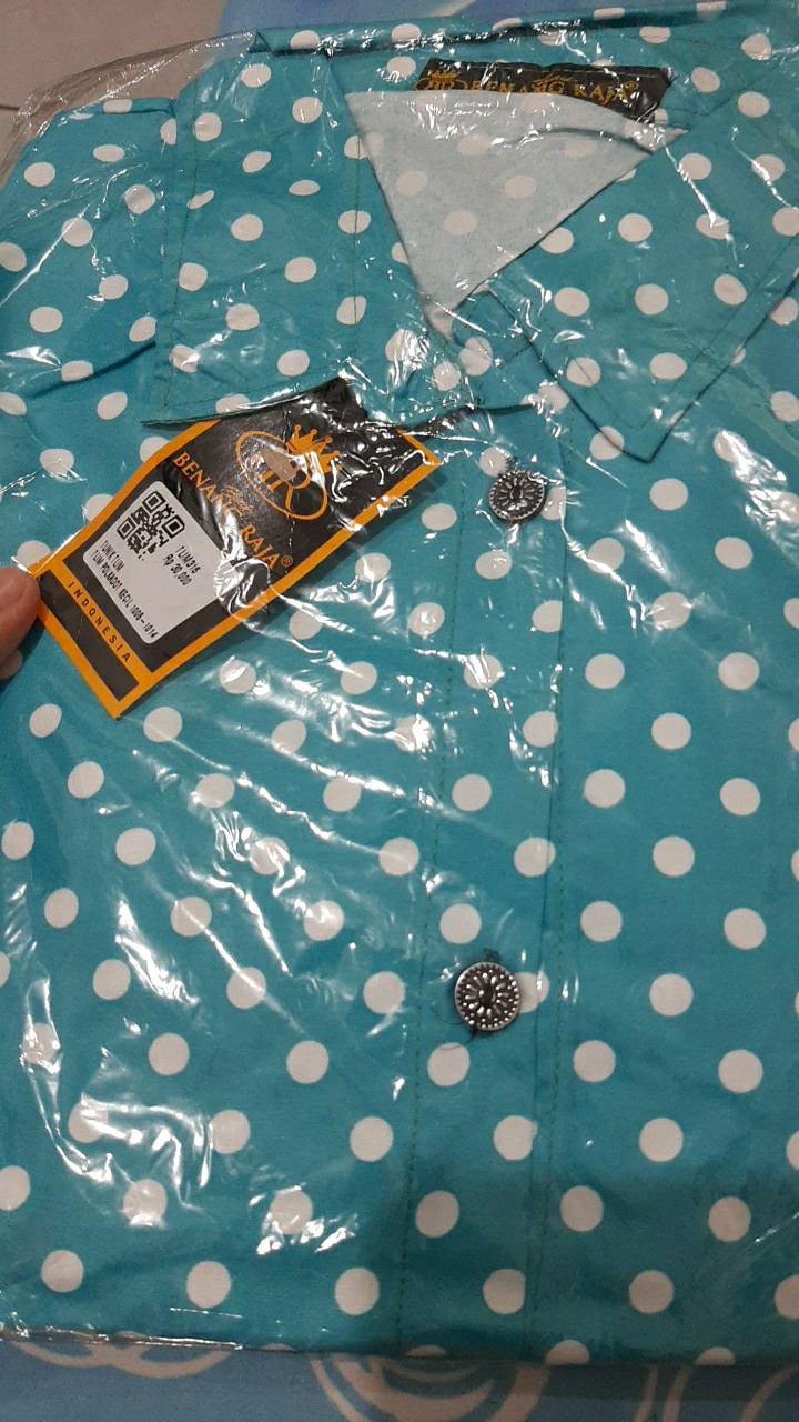 Benang Raja Atasan Wanita Tunik Motif Polkadot Ld 80cm