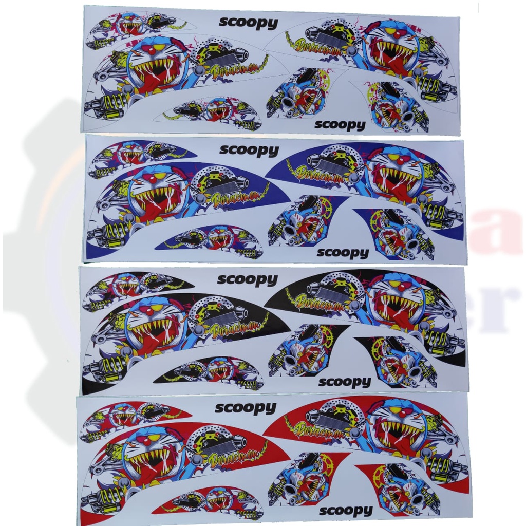 Stiker Motor Honda Scoopy led variasi doraemon