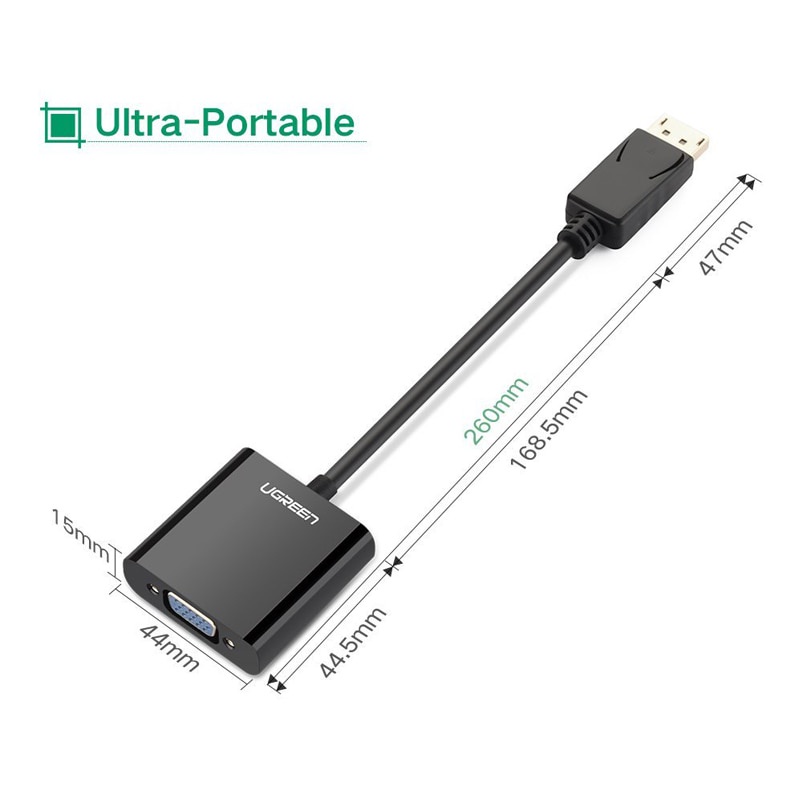 Ugreen Kabel Adapter Konverter DisplayPort 1080P Ke VGA Male Ke VGA Female