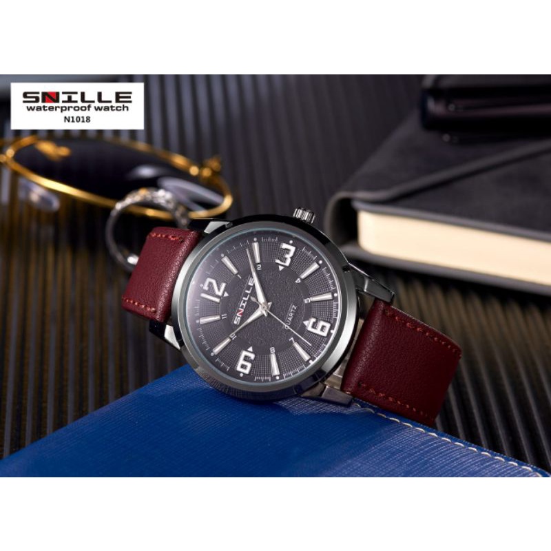 Jam Tangan Pria SNILLE N1018/Jam Tangan Kulit Pria/Jam Tangan Anti Air