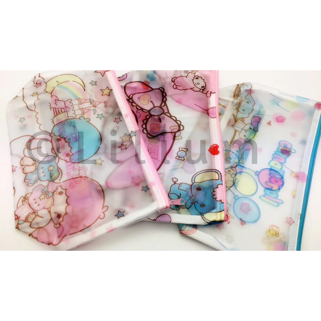 Dompet kosmetik serbaguna bening My melody Twin Star Cinnamoroll Besar - cosmetic pouch