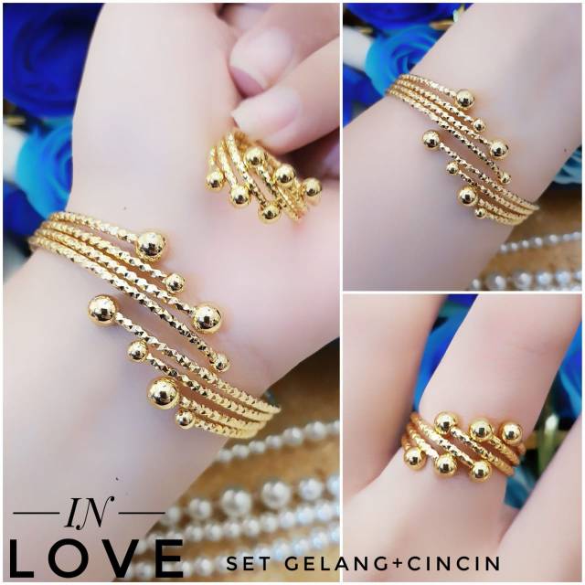 Xuping gelang dan cincin lapis emas 24k 2811g