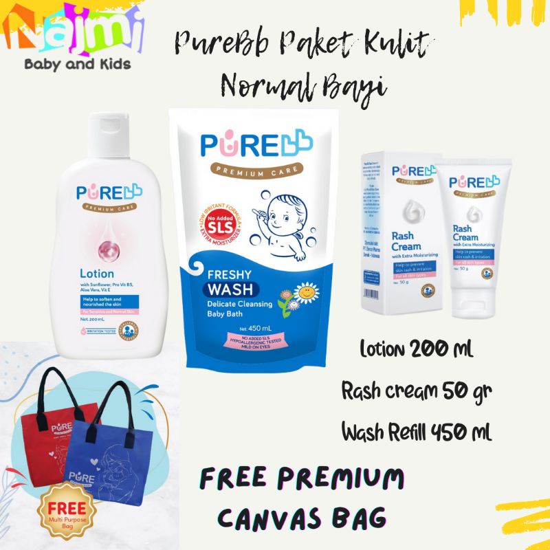 Paket PureBb Soap Soothing Cream Rash Cream Free Premium Canvas Tote Bag