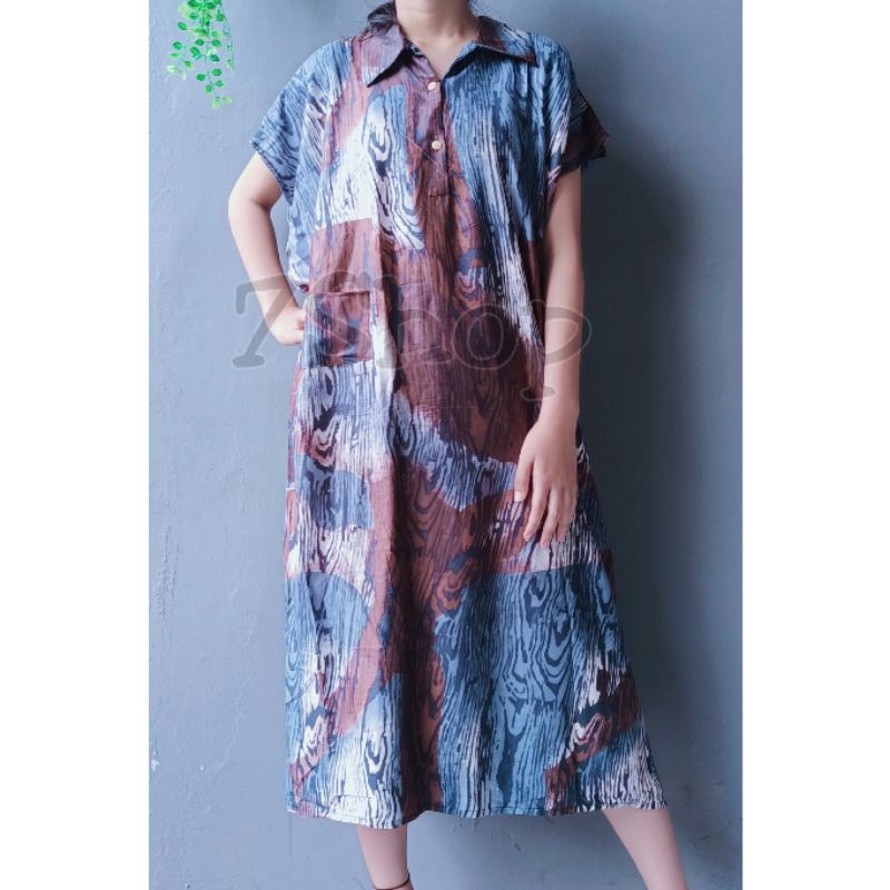 DASTER KERAH - BUSUI KAFTAN DRES ADEM KANCING DEPAN