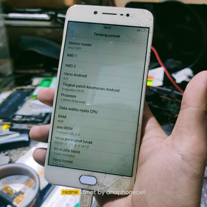 MESIN VIVO V5 1601, RAM 4GB.