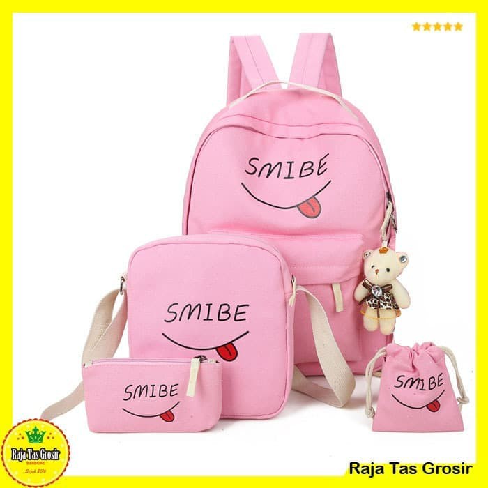634-05 Tas Sekolah Anak Perempuan Sd Tk Distro Azzurra Bandung Mu ZH290  Paket / Rtg001 Pink 4 In 1