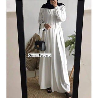 Baju Gamis Wanita Muslim Terbaru Sandira Dress cantik Murah kekinian GMS01 WN-MNA PUTIH