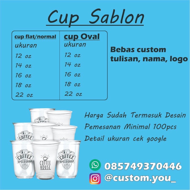 cup sablon - gelas sablon - cup custom - gelas custom
