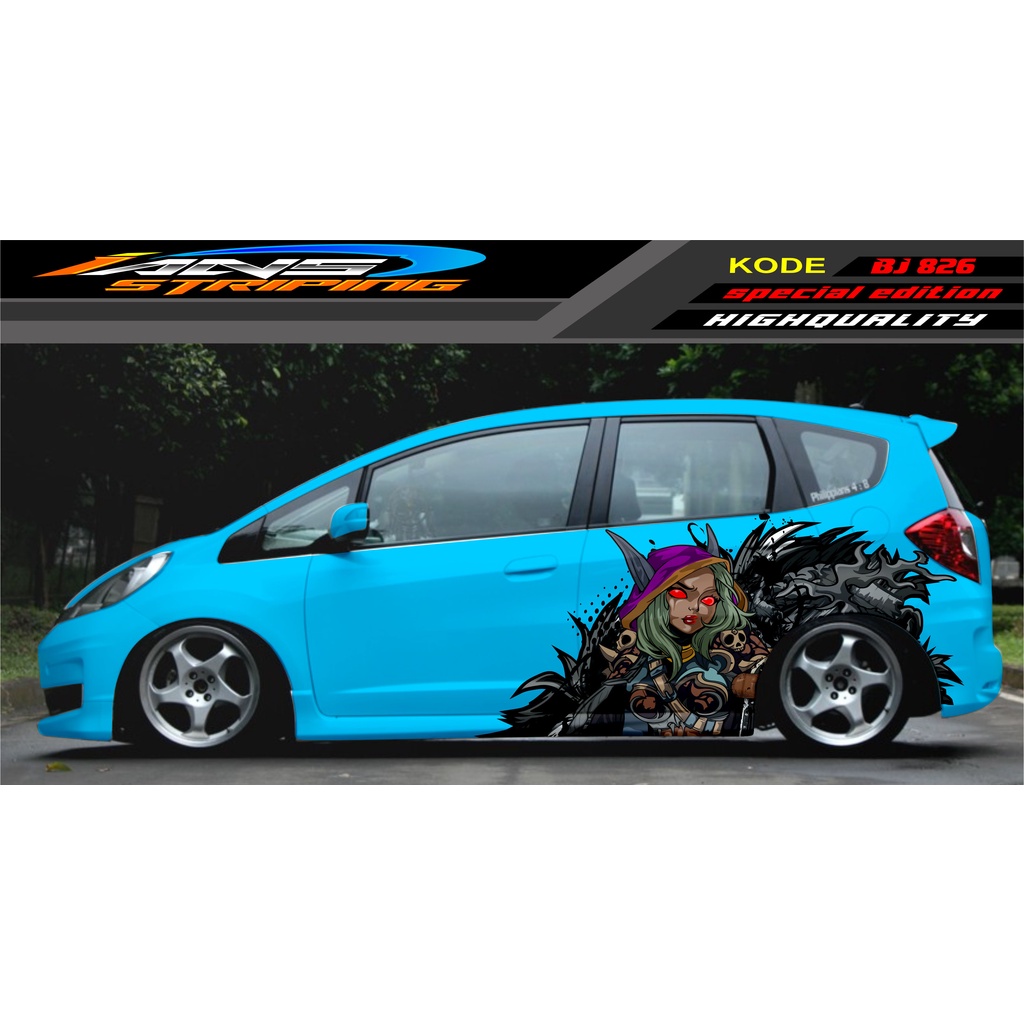 STICKER DECAL MOBIL HONDA JAZZ, SIGRA, YARIS, SWIFT / DECAL MOBIL / DECAL STICKER MOBIL ANIMASI