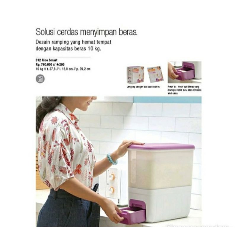 RICE SMART UNGU 10kg - Tempat Beras Tupperware