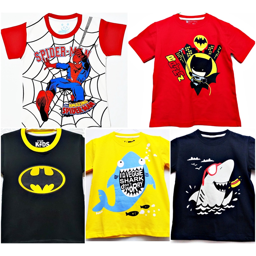  Baju  Anak  Motif Superhero Batman Spiderman Shark Baju  anak  