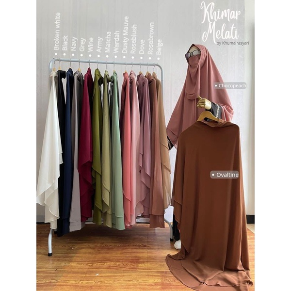 KHIMAR MELATI by KHUMAIRA SYARI Khimar Antem Ceruti Non Pet Non Pad Free Cadar Tali Khimar Safar