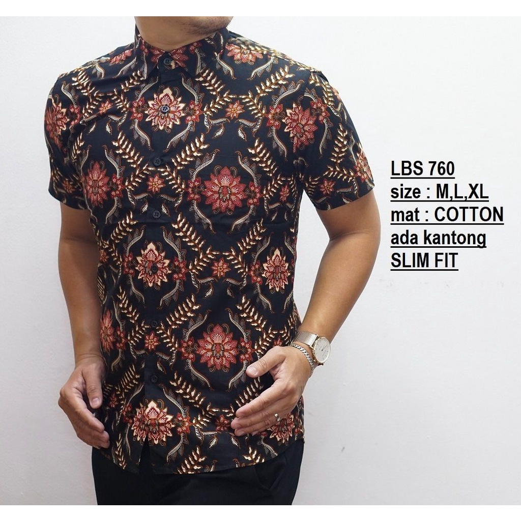 KEMEJA BATIK PRIA SLIM FIT COLINDION BAJU BATIK PRIA SLIM FIT LENGAN PENDEK CBS708