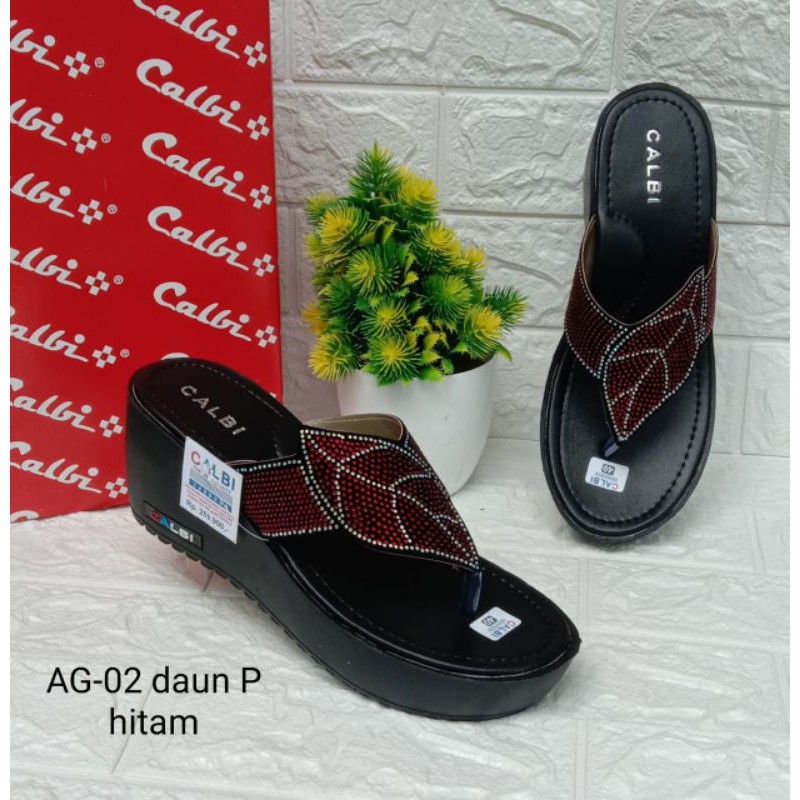 Sandal calbi/wedges calbi daun