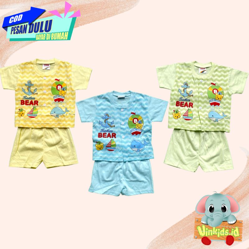 Vinkids Setelan Piyama Bayi Baju Tidur Bayi Set Kaos Baby Tangan Pendek 6-12 Bulan Laki laki