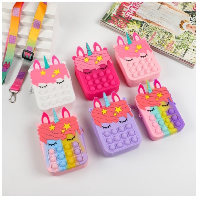 1 Harga Tas Anak Unicorn Pop It Free Lampu LED JX 777b - Tas Silicon - Tas Jelly - Tas Silicon Ramah Anak, Tas Jelly Rubber