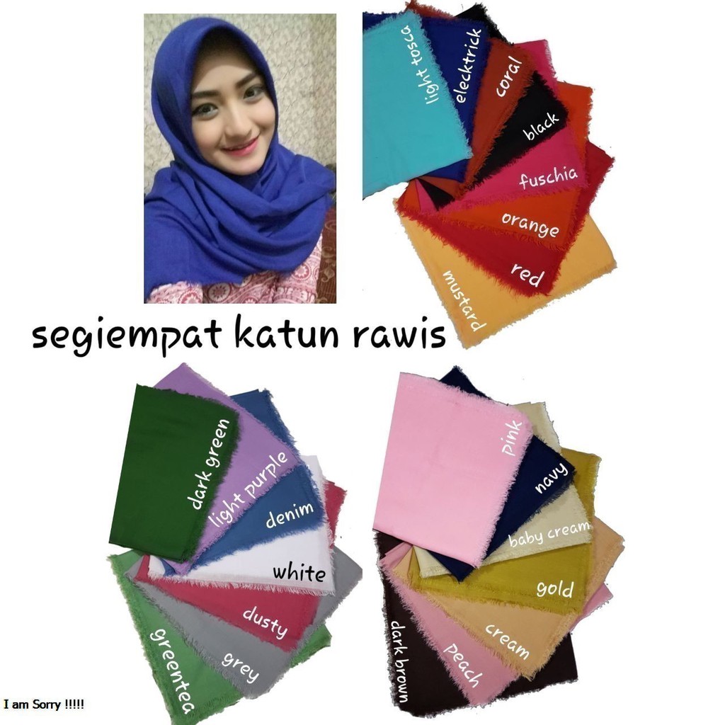 Kerudung Hijab errow Segi 4 Jilbab Segi Empat Katun Rawis Erow