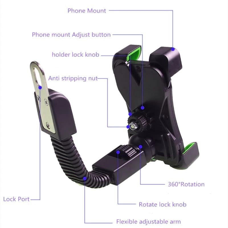 Holder Hp Sepeda Motor / Holder Hp Spion Motor Extra Sefty  Multifungsi Universal HM-19