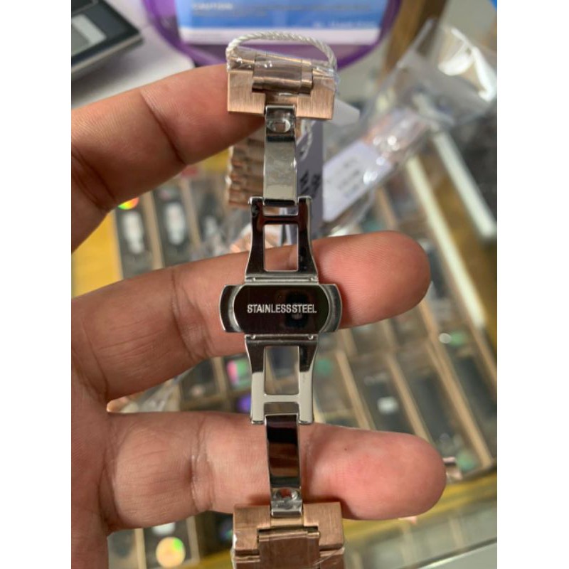 Strap Tali Jam Tangan rante rantai Original Stenlis teel ROSE GOLD buckle clik