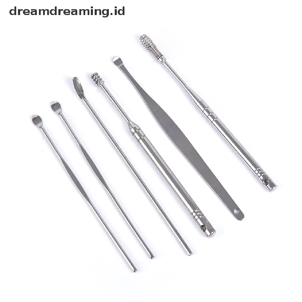 (dreamdreaming.id) 6pcs / Set Alat Pembersih Telinga Bahan Stainless Steel