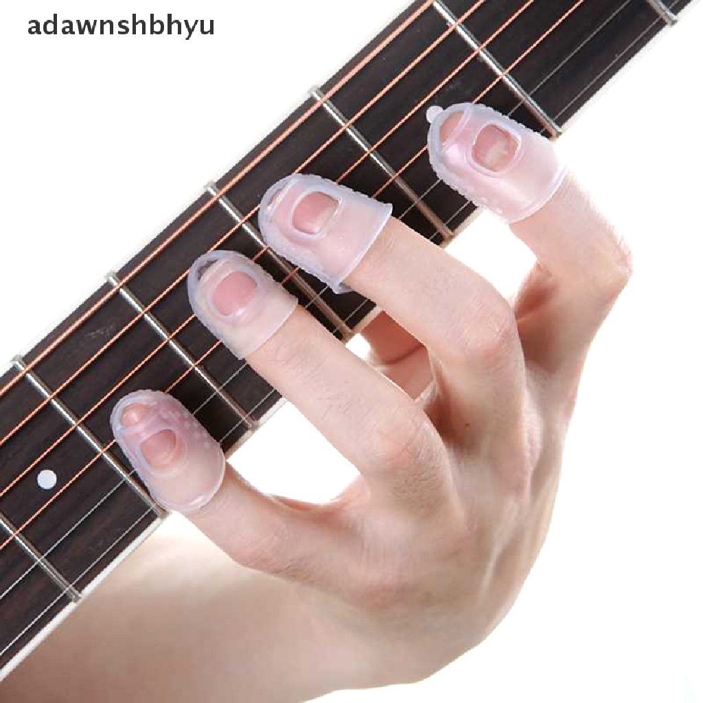 Adawnshbhyu 4X Pelindung Jari Gitar fingertip picks silicone guard plectrum bass ukulele