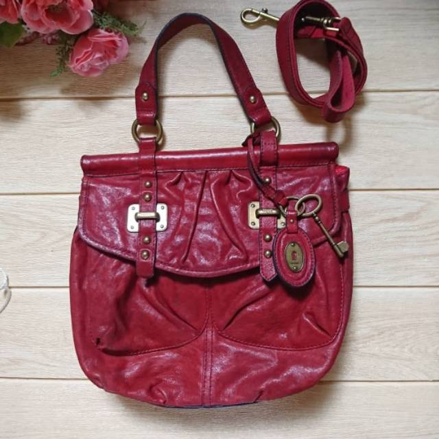 Tas fossil ginger red Preloved second