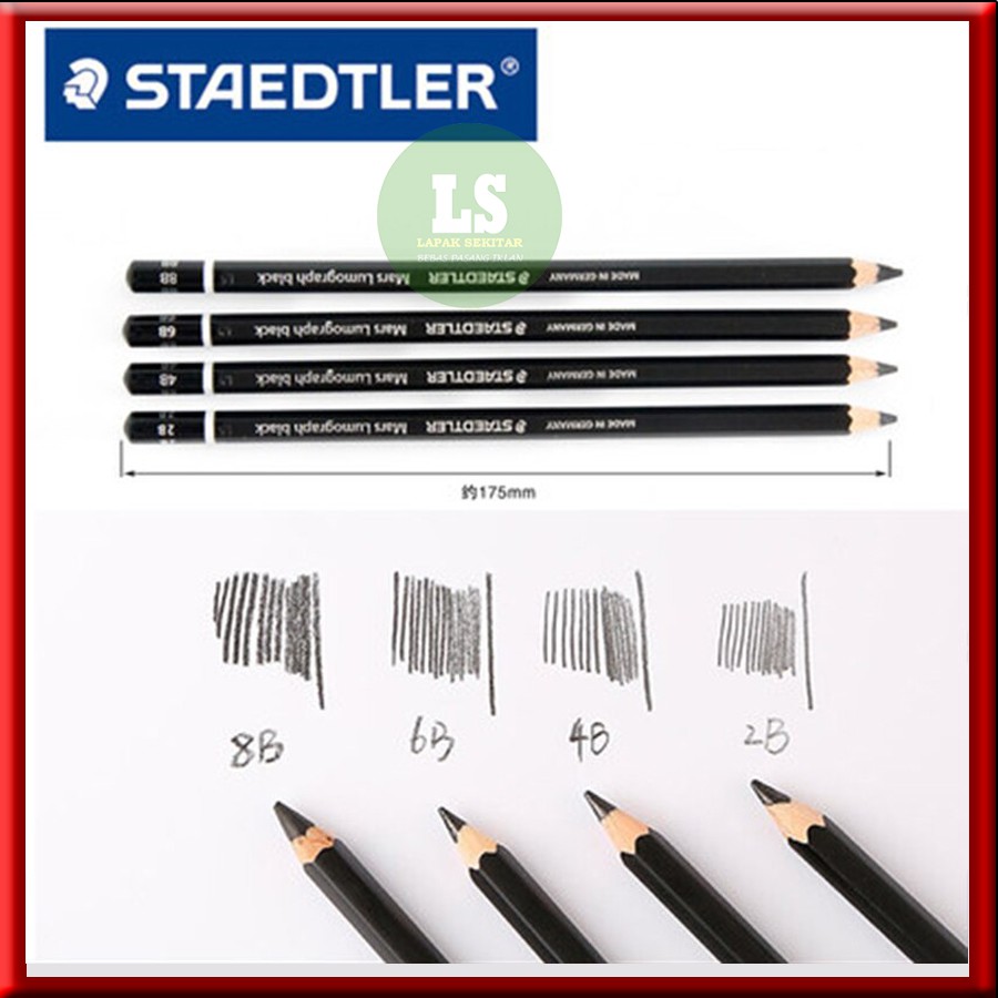 Pensil Staedtler Mars Lumograph black pencil 100B uk 8B, 6B, 4B, 2B