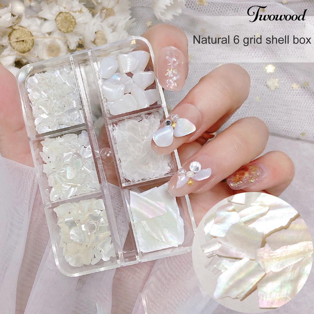 Twowood 1 Kotak Payet Abalone Asimetris Warna-Warni Untuk Dekorasi Nail Art 3D