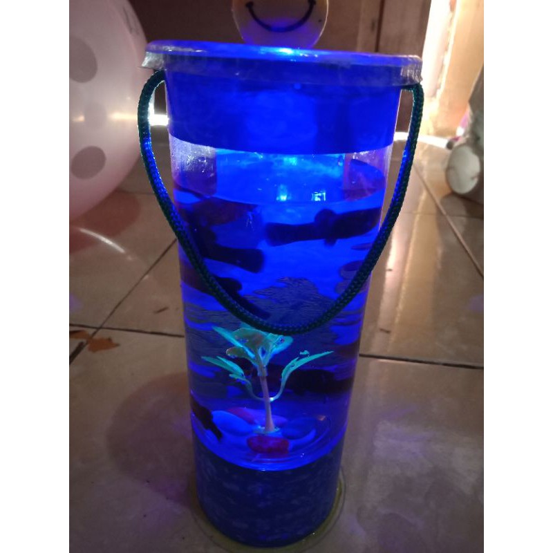 (COD) aquarium mini ikan cupang LED motif