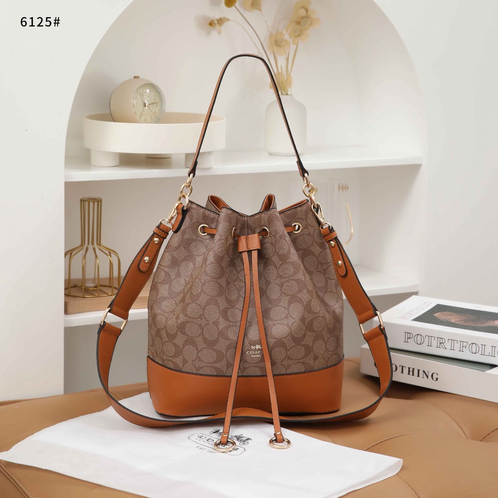 Coa Signature And Leather Bucket Bag 6125