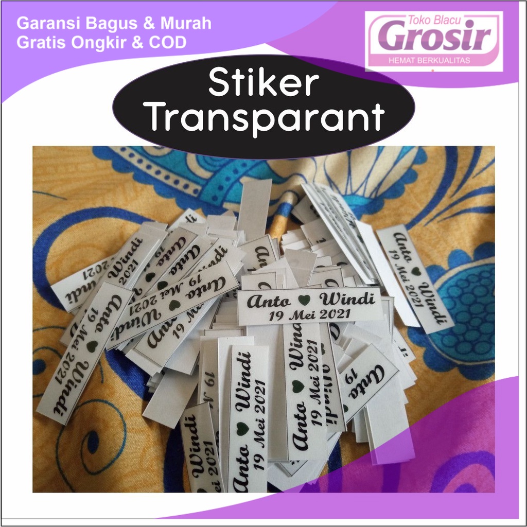 

Terlaris Cetak Sticker Label Transparan Nama Untuk Aksesoris Stiker