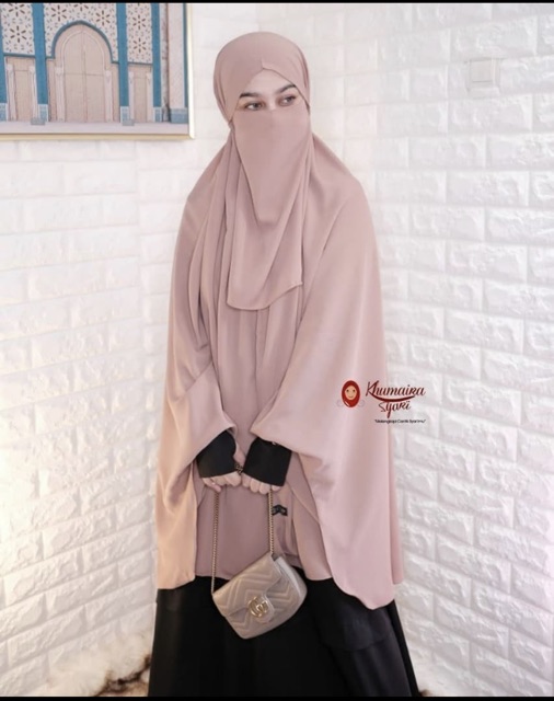 (AMD) HIJAB BERGO SYRIA AZRIEL + CADAR NON PED KHIMAR INSTAN SUPER JUMBO WOLFIS PREMIUM