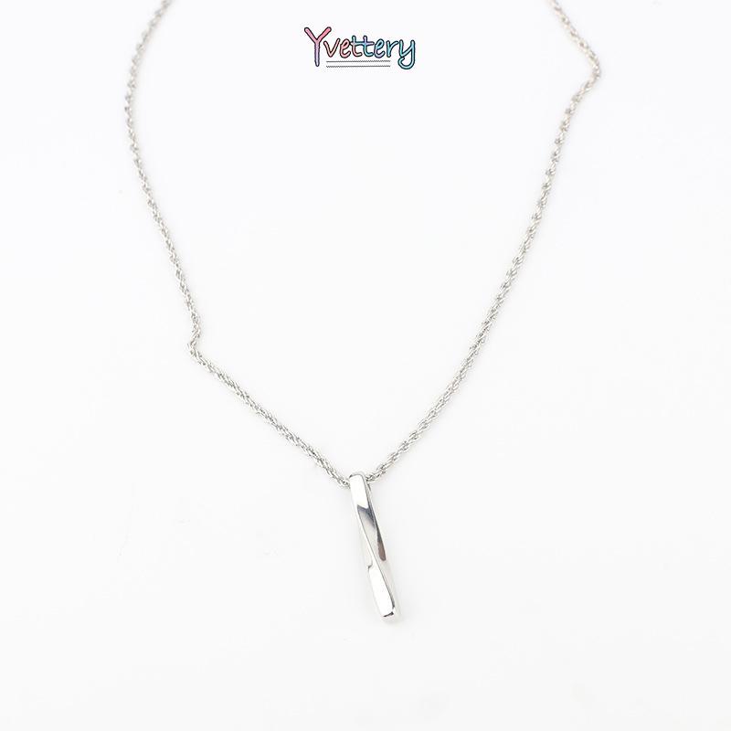❤️1 PCS Kalung Pria 65cm Titanium Asli Anti Karat Cowok Cewek Liontin Kotak Persegi Panjang Rantai Warna Silver Crom Gaya Korea Hip-hop Keren Necklace Pendant For Men Women Korean Aksesoris yy-7
