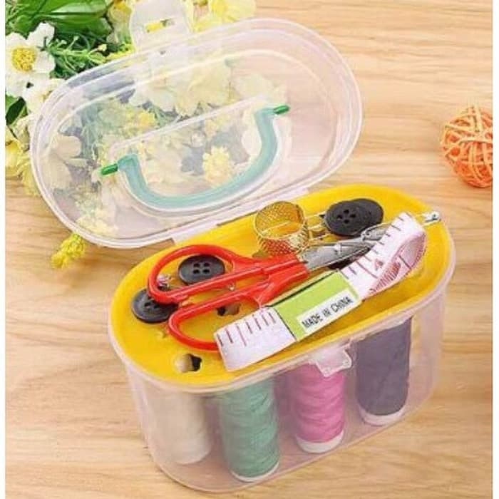 Alat Jahit Kotak Set Lengkap Sewing Set Kit Sewing Set Kit Peralatan Jahit Kotak Box Alat Menjahit Benang Jarum Peniti Meteran Gunting Baju Kain