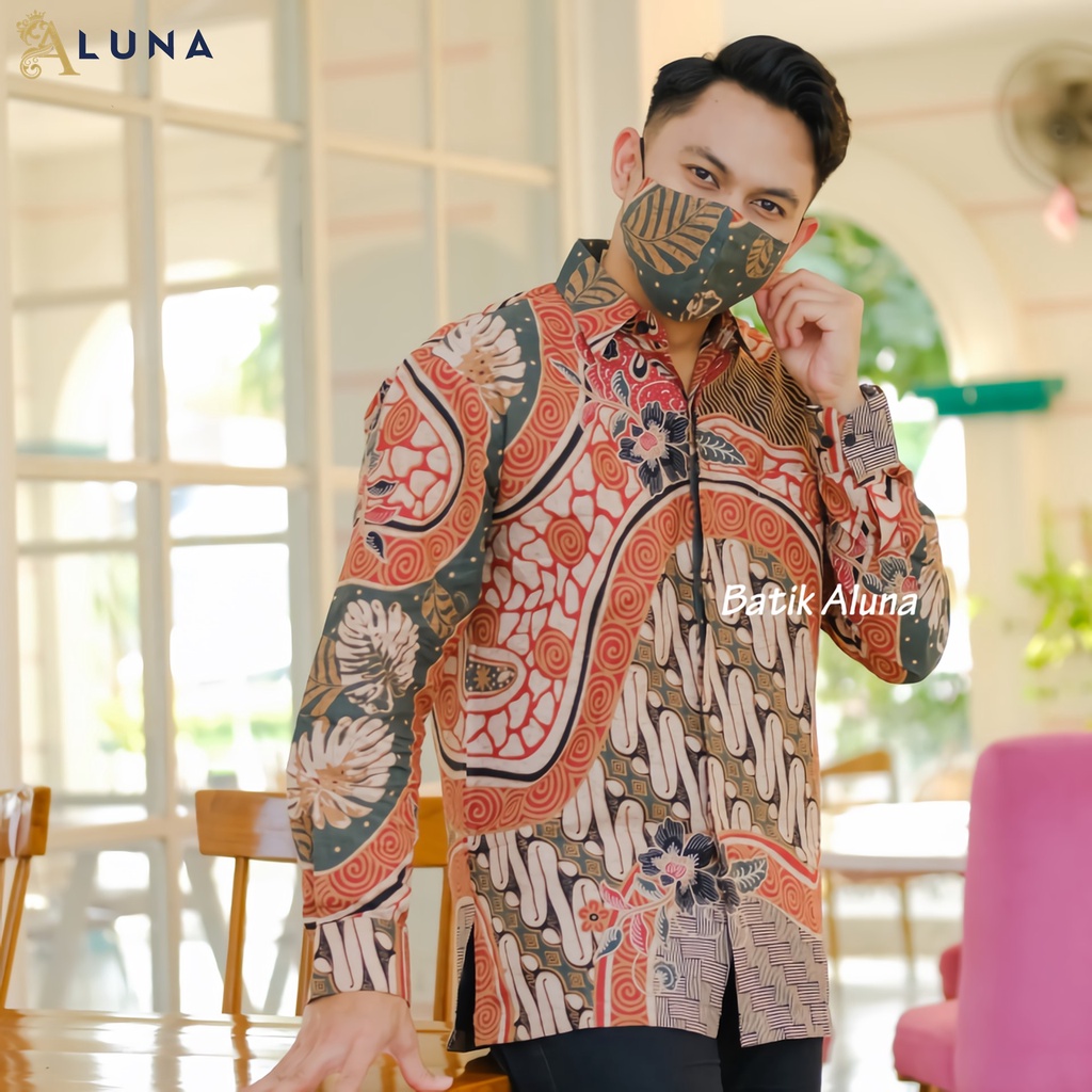 KEMEJA BATIK PRIA PREMIUM LENGAN PANJANG REGULAR BATIK ALUNA PCW 023