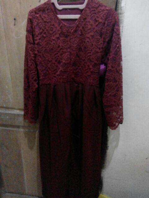 Couple Batik Maxi Dress Gamis Brokat Anami Sarwendah Bidara 074