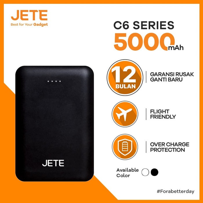 Powerbank 5000 mAh Jete C6 Fast Charging- Original Tahan Lama